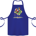 Dripping Rubik Cube Funny Puzzle Cotton Apron 100% Organic Royal Blue
