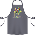 Dripping Rubik Cube Funny Puzzle Cotton Apron 100% Organic Steel