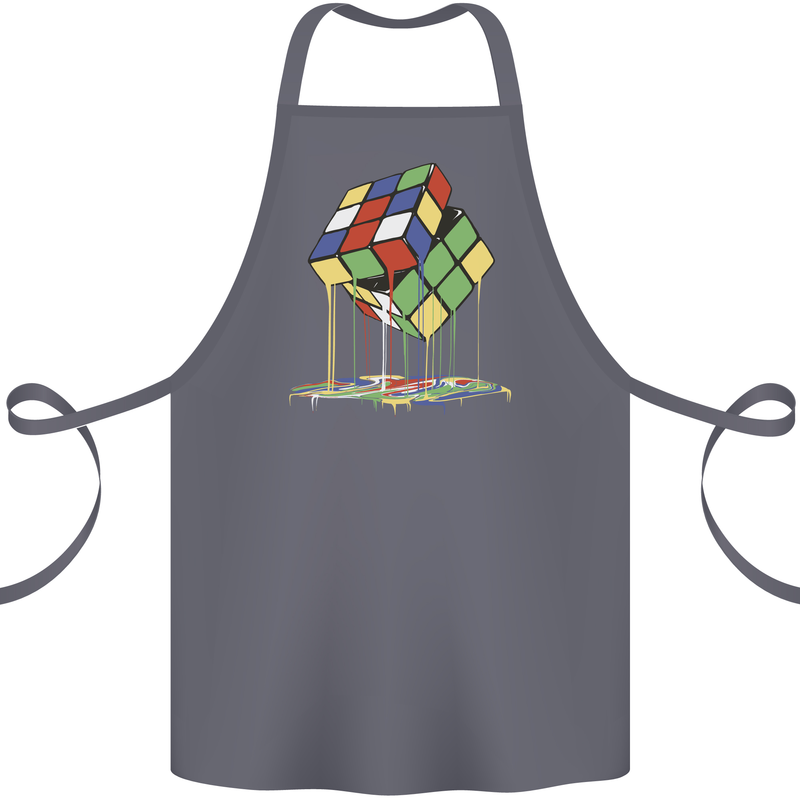 Dripping Rubik Cube Funny Puzzle Cotton Apron 100% Organic Steel