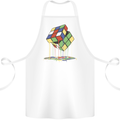Dripping Rubik Cube Funny Puzzle Cotton Apron 100% Organic White
