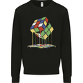 Dripping Rubik Cube Funny Puzzle Kids Sweatshirt Jumper Black