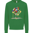 Dripping Rubik Cube Funny Puzzle Kids Sweatshirt Jumper Irish Green