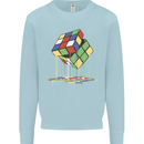 Dripping Rubik Cube Funny Puzzle Kids Sweatshirt Jumper Light Blue