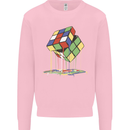 Dripping Rubik Cube Funny Puzzle Kids Sweatshirt Jumper Light Pink