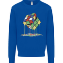 Dripping Rubik Cube Funny Puzzle Kids Sweatshirt Jumper Royal Blue