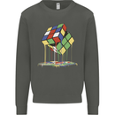 Dripping Rubik Cube Funny Puzzle Kids Sweatshirt Jumper Storm Grey