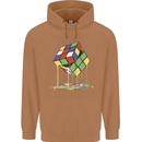 Dripping Rubik Cube Funny Puzzle Mens 80% Cotton Hoodie Caramel Latte