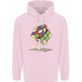Dripping Rubik Cube Funny Puzzle Mens 80% Cotton Hoodie Light Pink