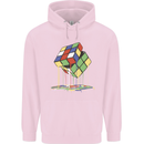 Dripping Rubik Cube Funny Puzzle Mens 80% Cotton Hoodie Light Pink