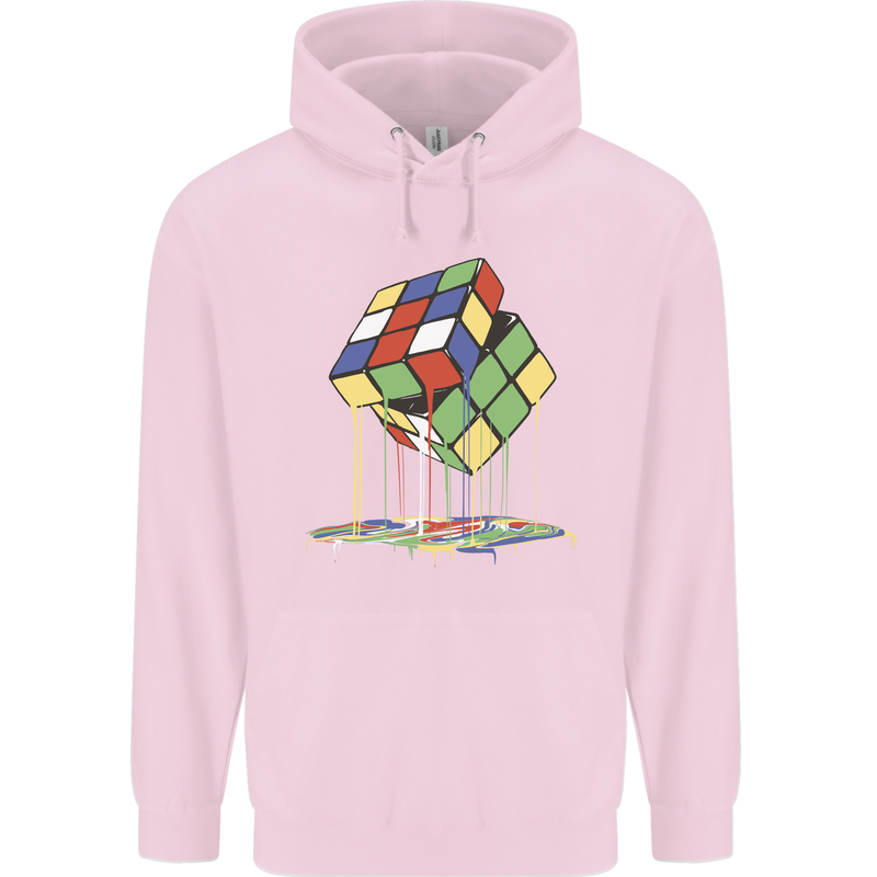 Dripping Rubik Cube Funny Puzzle Mens 80% Cotton Hoodie Light Pink