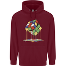 Dripping Rubik Cube Funny Puzzle Mens 80% Cotton Hoodie Maroon