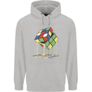 Dripping Rubik Cube Funny Puzzle Mens 80% Cotton Hoodie Sports Grey