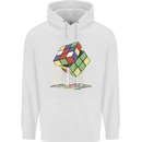 Dripping Rubik Cube Funny Puzzle Mens 80% Cotton Hoodie White