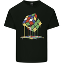 Dripping Rubik Cube Funny Puzzle Mens Cotton T-Shirt Tee Top Black