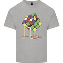 Dripping Rubik Cube Funny Puzzle Mens Cotton T-Shirt Tee Top Sports Grey