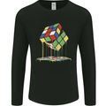Dripping Rubik Cube Funny Puzzle Mens Long Sleeve T-Shirt Black