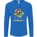 Dripping Rubik Cube Funny Puzzle Mens Long Sleeve T-Shirt Royal Blue