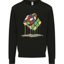 Dripping Rubik Cube Funny Puzzle Mens Sweatshirt Jumper Black