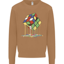 Dripping Rubik Cube Funny Puzzle Mens Sweatshirt Jumper Caramel Latte
