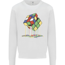 Dripping Rubik Cube Funny Puzzle Mens Sweatshirt Jumper White