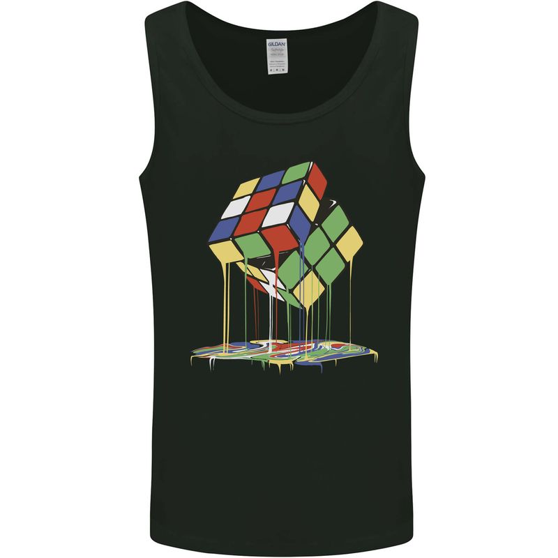 Dripping Rubik Cube Funny Puzzle Mens Vest Tank Top Black