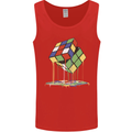 Dripping Rubik Cube Funny Puzzle Mens Vest Tank Top Red