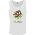 Dripping Rubik Cube Funny Puzzle Mens Vest Tank Top White
