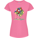 Dripping Rubik Cube Funny Puzzle Womens Petite Cut T-Shirt Azalea