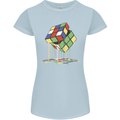 Dripping Rubik Cube Funny Puzzle Womens Petite Cut T-Shirt Light Blue