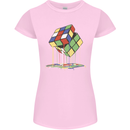 Dripping Rubik Cube Funny Puzzle Womens Petite Cut T-Shirt Light Pink