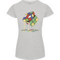 Dripping Rubik Cube Funny Puzzle Womens Petite Cut T-Shirt Sports Grey