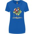 Dripping Rubik Cube Funny Puzzle Womens Wider Cut T-Shirt Royal Blue
