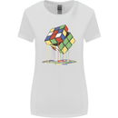Dripping Rubik Cube Funny Puzzle Womens Wider Cut T-Shirt White