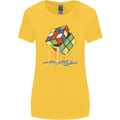 Dripping Rubik Cube Funny Puzzle Womens Wider Cut T-Shirt Yellow