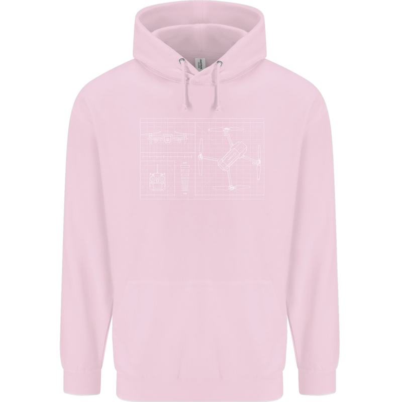 Drone Blueprint Childrens Kids Hoodie Light Pink