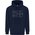 Drone Blueprint Childrens Kids Hoodie Navy Blue