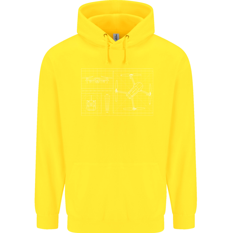 Drone Blueprint Childrens Kids Hoodie Yellow