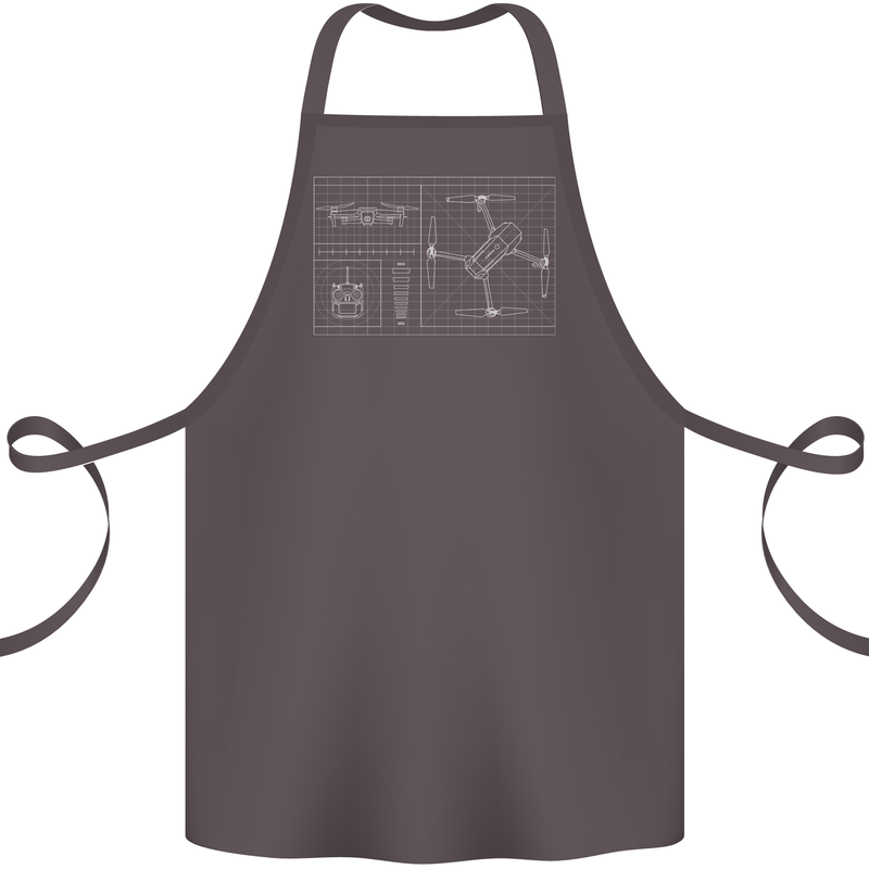 Drone Blueprint Cotton Apron 100% Organic Dark Grey