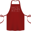 Drone Blueprint Cotton Apron 100% Organic Maroon