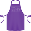 Drone Blueprint Cotton Apron 100% Organic Purple