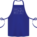 Drone Blueprint Cotton Apron 100% Organic Royal Blue