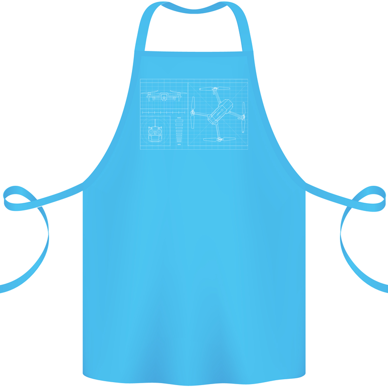Drone Blueprint Cotton Apron 100% Organic Turquoise
