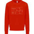 Drone Blueprint Kids Sweatshirt Jumper Bright Red