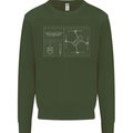 Drone Blueprint Kids Sweatshirt Jumper Forest Green