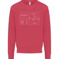 Drone Blueprint Kids Sweatshirt Jumper Heliconia