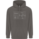 Drone Blueprint Mens 80% Cotton Hoodie Charcoal