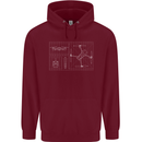 Drone Blueprint Mens 80% Cotton Hoodie Maroon