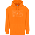 Drone Blueprint Mens 80% Cotton Hoodie Orange