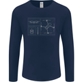 Drone Blueprint Mens Long Sleeve T-Shirt Navy Blue