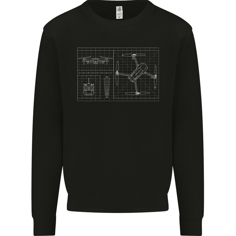 Drone Blueprint Mens Sweatshirt Jumper Black
